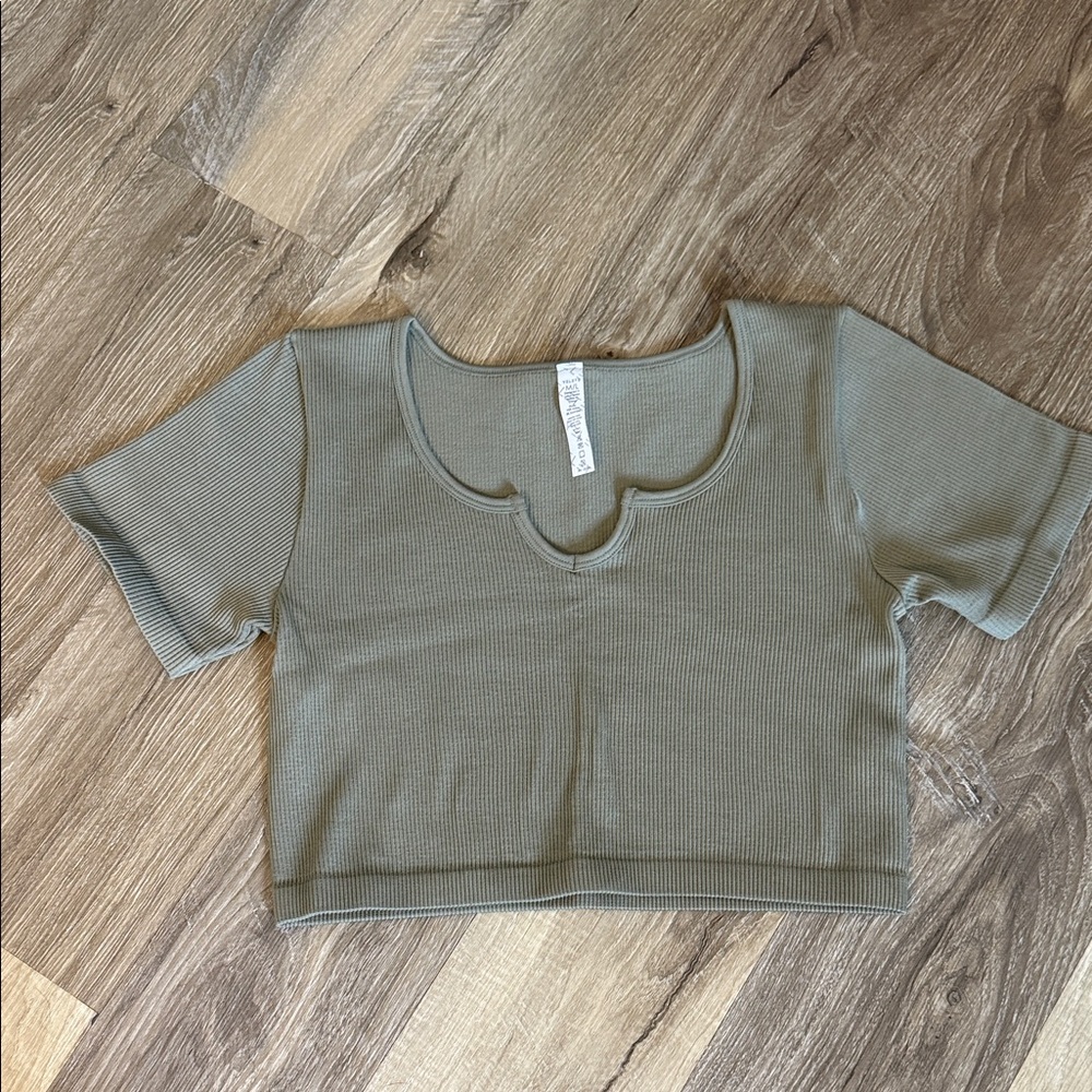 Yelete Sage Ribbed Crop Top